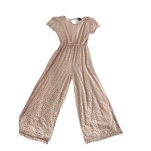 Picapina Girls Pink Leopard Animal Print Wide Leg Jumpsuit Youth Size 10